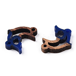 Opaque Resin & Walnut Wood Connector Charms&nbsp;RESI-N039-46B