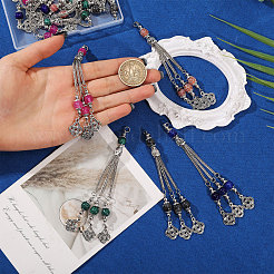 10Pcs 10 Colors Tibetan Style Zinc Alloy with Resin Bead Tassel Big Pendants&nbsp;TIBEP-PH0001-92