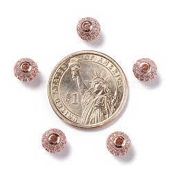 真鍮製キュービックジルコニアビーズ  カドミウムフリー＆鉛フリー  ラウンド  ローズゴールド  8x8mm  穴：1.5mm&nbsp;ZIRC-F001-31RG