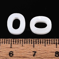 天然淡水貝殻文字チャーム  ジュエリー作りのために  乳白色  アルファベットのO  10x8x2.5mm  穴：0.8mm&nbsp;BSHE-ZX007-02O