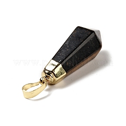 天然混合石尖ったペンダント  ゴールデントーン真鍮パーツ  弾丸  35~36.5x13~13.5x12mm  穴：5x7mm&nbsp;G-P474-02G