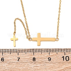 女性用304ステンレススチールクロスペンダントネックレス  イオンプレーティング（ip）  ゴールドカラー  16.26インチ（41.3cm）&nbsp;NJEW-Z065-05G