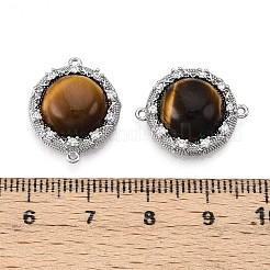 Natural Tiger Eye Connector Charms&nbsp;KK-N258-12P