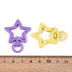 スプレー塗装された合金製スイベルスナップフック留め具  スター  ミックスカラー  42x31.2x5~5.5mm  穴：5x9mm&nbsp;PALLOY-T090-76