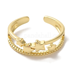 Star Rack Plating Brass Open Cuff Rings for Women&nbsp;RJEW-L123-106G