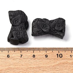 シナバービーズ  彫刻が施された漆器  犬  ブラック  28x16.5x9mm  穴：2mm&nbsp;CARL-K001-28
