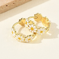 Brass Enamel Hoop Earrings for Women&nbsp;EJEW-A167-27A-01