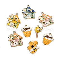 30Pcs 6 Styles Bee Theme Alloy Enamel Pendants&nbsp;ENAM-CJ0006-58