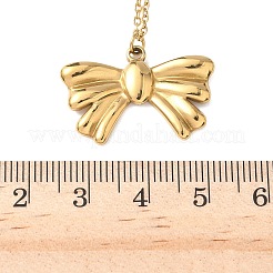 304ステンレススチール製レッドとグリーンのエナメルチェリー蝶結びペンダントダブルレイヤーネックレス（女性用）  イオンプレーティング（ip）  ゴールドカラー  15.98インチ（40.6cm）&nbsp;NJEW-B129-01G