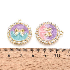 Rack Plating Alloy Enamel and ABS Imitation Pearl Pendants&nbsp;ENAM-T091-61M