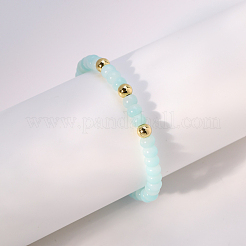 Natural Aquamarine Beads Stretch Bracelets for Men Women&nbsp;BD7394