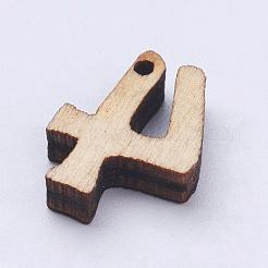 未染色の木製チャーム  数  キャメル  14~15x9~11.5x3~3.5mm  穴：1~2mm&nbsp;WOOD-L003-17