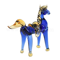 手作りのランプワーク馬の置物  インテリアオーナメントパーツ  ミディアムアクアマリン  81~89x24~26.5x66.5~72mm&nbsp;LAMP-C026-05F