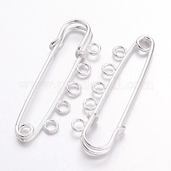 アイアン製キルトピン  ブローチパーツ  銀色のメッキ  50x16mm  穴：3mm&nbsp;X1-IFIN-E352-1