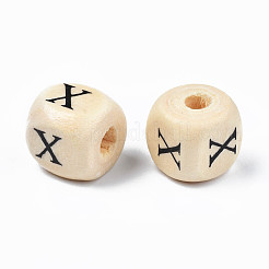 Natural Maple Wood Printed Beads&nbsp;WOOD-Q030-36