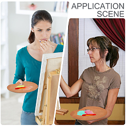 楕円形の木のカラーパレット  シエナ  298x248x4.5mm  穴：46.5x35.5mm&nbsp;AJEW-WH20098-001