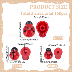 160Pcs 3 Styles Plastic Simulation Ladybug&nbsp;AJEW-WR0002-74