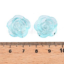 透明なアクリルビーズ  ローズ  ライトシアン  17.5x18x6.5mm  穴：1.6mm&nbsp;OACR-N137-32B