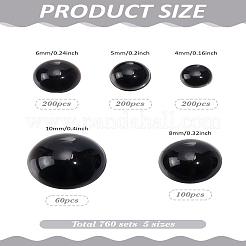 クラフトプラスチック人形の目セット1箱  半円  人形作り用品  ブラック  4~10mm  760個/箱&nbsp;DOLL-LP0001-19