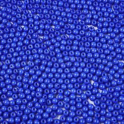 不透明色のガラスシードビーズ  ラウンド  ブルー  4.5x3.5mm  穴：1mm  約4500個/ポンド&nbsp;SEED-C001-02B-06