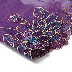花柄ポリエステルメッシュチュール生地  服飾材料  パープル  21~24.3x0.07cm&nbsp;DIY-WH0308-320