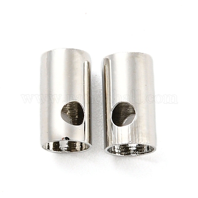 メッキ真鍮コードの端をラック  コラム  プラチナ  6.8x3.7mm  穴：1.6mm&nbsp;KK-H449-11P-1