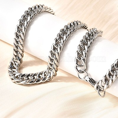 8mm 304ステンレススチール製キューバンリンクチェーンネックレス 