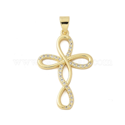 Brass Micro Pave Cubic Zirconia Pendants&nbsp;KK-P293-21D-G-1