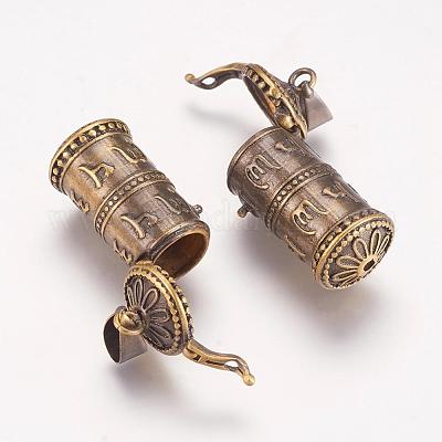 Brass Prayer Box Pendants&nbsp;KK-K176-16AB-1