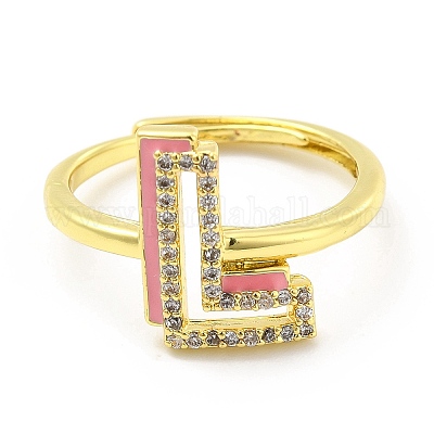 Wholesale Mixed Color Enamel Initial Letter Adjustable Ring with