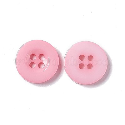 樹脂ボタン  染め  フラットラウンド  ピンク  15x2.5mm&nbsp;RESI-D033-15mm-05-1