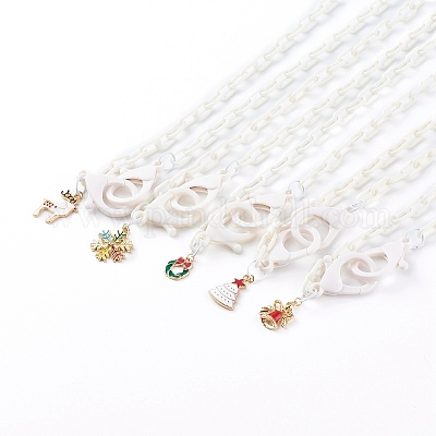 Mixed Shapes Christmas Theme Personalized Acrylic Cable Chain Necklaces&nbsp;NJEW-JN03403-1