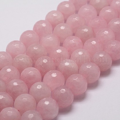 天然石ローズクォーツビーズ連売り 多面カット ラウンド 8mm 穴：1mm 