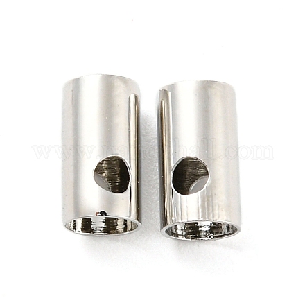 メッキ真鍮コードの端をラック  コラム  プラチナ  6.8x3.7mm  穴：1.6mm&nbsp;KK-H449-11P-1