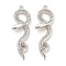 Rack Plating Alloy Pendants with Rhinestone, Snake, Platinum, 48.5x17x5mm, Hole: 1.8mm
