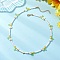 Faceted Round Dyed Natural Agate & Flower Handmade Millefiori Glass & Glass Seed Beaded Necklaces for Women, Golden, Yellow, 16.54 inch(42cm)