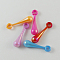Opaque Acrylic Pendants, AB Color,  Teardrop, Mixed Color, 27x7x6mm, Hole: 3mm