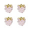 4Pcs Handmade Lampwork Beads, Raspberry, Pearl Pink, 12.5x10~12mm, Hole: 1.6mm