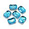 Sew on Rhinestone, Multi-strand Links, Glass Rhinestone, with Brass Prong Settings, Garments Accessoriess, Faceted, Octagon, Platinum, Deep Sky Blue, 18x13x7mm, Hole: 0.8~1mm