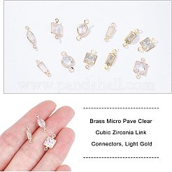 60Pcs 6 Style Brass Micro Pave Clear Cubic Zirconia Link Connectors&nbsp;ZIRC-NB0001-86