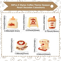 50Pcs 5 Styles Coffee Theme Opaque Resin Decoden Cabochons&nbsp;FIND-CJ0011-15