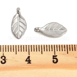 変色しない304ステンレススチールチャーム  葉のチャーム  ステンレス鋼色  13x6x3mm  穴：1.4mm&nbsp;STAS-L082-009P