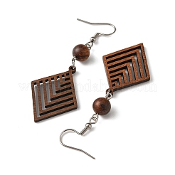6 Pairs 6 Styles Natural Walnut Wood Dangle Earrings for Women&nbsp;EJEW-JE06101