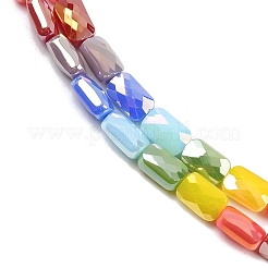 電気メッキガラスビーズセット  長方形  多面カット  グラデーションカラー  ミックスカラー  7x4x3.5mm  穴：1mm  約60~63個/連  16.14''~16.92''（41~43センチメートル）&nbsp;EGLA-D300-05-11