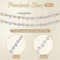 S字型のガラスラインストーンと鉄カップチェーン  銀  9x4.6mm  約1ヤード(90~94cm)/個&nbsp;DIY-WH20032-25S-02