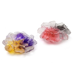 光る透明エポキシ樹脂デコデンカボション  暗闇で光る花  ミックスカラー  31.5x31x11.5mm&nbsp;CRES-M032-04B