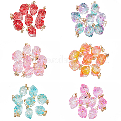 48Pcs 6 Colors Two Tone Transparent Spray Painted Glass Pendants&nbsp;GLAA-NB0001-38