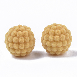 フロッキーアクリルビーズ  ベリービーズ  ヤマモモ  ライトカーキ  14mm  穴：1.5mm&nbsp;LS-X-OACR-S134-002O