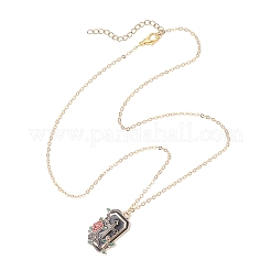 Halloween Alloy Black and Red Enamel Rose Cross Coffin Shaped Pendant Brass Cable Chain Necklaces&nbsp;NJEW-JN05367
