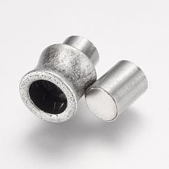 304ステンレススチール製マグネット留め具、接着端付き  花瓶  アンティークシルバー  16.5x10mm  穴：6mm&nbsp;STAS-F124-04AS01